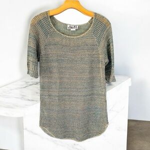 NWOT 212 New York Open Knit Top Swim Cover Up Blue Green Tan Size Large